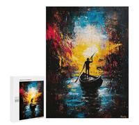 Jigsaw Puzzles for Adults500 PCS Voyage Into Light - Expressionist Abstract River Journey Adult Puzzles Brain Teaser Game Home Decoration Help The Brain Exercise 500 PCS
