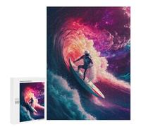 Jigsaw Puzzles for Adults500 PCS Wave Surfing Astronaut Puzzle for Adults DIY Toys Staycation Kill Time Fun at Home Activities, 500 PCS