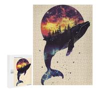Jigsaw Puzzles for Adults500 PCS Whale Silhouette Galaxy Puzzle for Adults DIY Toys Staycation Kill Time Fun at Home Activities, 500 PCS