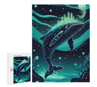 Jigsaw Puzzles for Adults500 PCS Whale with Cityscape And Jellyfish Adult Puzzles Brain Teaser Game Home Decoration Help The Brain Exercise 500 PCS