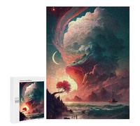 Jigsaw Puzzles for Adults500 PCS Whimsical Cloudscape with Ship And Tree Adult Jigsaw Puzzle Hands-on Game But Fun And Humorous Stress Reduction Gifts 500 PCS