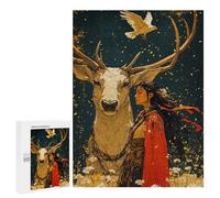 Jigsaw Puzzles for Adults500 PCS Woman And White Stag Puzzle for Adults DIY Toys Staycation Kill Time Fun at Home Activities, 500 PCS