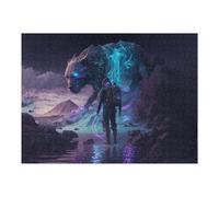 Jigsaw Puzzles for Adults52x38cm/1000pcs Alien Explorer Encounters Glowing Beast Teenagers Puzzles Brain Teaser Game Wall Art Christmas Birthday Gifts 52x38cm/1000pcs