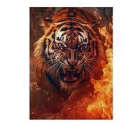 Jigsaw Puzzles for Adults52x38cm/1000pcs Fiery Tiger Roar Teenagers Puzzles Brain Teaser Game Wall Art Christmas Birthday Gifts 52x38cm/1000pcs