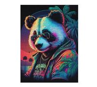 Jigsaw Puzzles for Adults52x38cm/1000pcs Neon Panda Sunset Jigsaws for Adults Toy Wall Decor Staycation Kill Time Fun Activities at Home 52x38cm/1000pcs