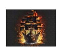 Jigsaw Puzzles for Adults52x38cm/1000pcs Pirate Ship on Fire Jigsaws for Adults Toy Wall Decor Staycation Kill Time Fun Activities at Home 52x38cm/1000pcs