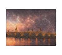 Jigsaw Puzzles for Adults52x38cm/1000pcs Thunderstorm Over The Bridge Jigsaws for Adults Fun Games Birthday Present Christmas Birthday Gifts 52x38cm/1000pcs