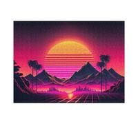 Jigsaw Puzzles for Adults52x38cm/1000pcs Vibrant Retro Sunset Landscape -2 Jigsaws for Adults Fun Games Birthday Present Christmas Birthday Gifts 52x38cm/1000pcs