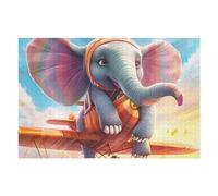 Jigsaw Puzzles for Adults75x50cm/1000pcs Elephant Pilot in Vintage Airplane Jigsaws for Adults Toy Wall Decor Staycation Kill Time Fun Activities at Home 75x50cm/1000pcs