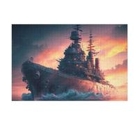 Jigsaw Puzzles for Adults75x50cm/1000pcs Gigantic Battleship at Sunset Teenagers Puzzles Brain Teaser Game Wall Art Christmas Birthday Gifts 75x50cm/1000pcs