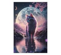 Jigsaw Puzzles for Adults75x50cm/1000pcs Mystical Moonlit Cat Jigsaws for Adults Toy Wall Decor Staycation Kill Time Fun Activities at Home 75x50cm/1000pcs