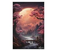 Jigsaw Puzzles for Adults75x50cm/1000pcs Mystical Moonlit Sakura Valley Jigsaws for Adults Toy Wall Decor Staycation Kill Time Fun Activities at Home 75x50cm/1000pcs