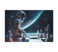 Jigsaw Puzzles for Adults75x50cm/1000pcs Space Chess Astronaut Vs. AI Teenagers Puzzles Brain Teaser Game Wall Art Christmas Birthday Gifts 75x50cm/1000pcs