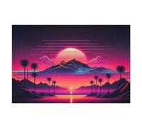 Jigsaw Puzzles for Adults75x50cm/1000pcs Vibrant Retro Sunset Landscape -3 Puzzle for Adults Family Games Analysis And Logic Stress Reduction Gifts 75x50cm/1000pcs