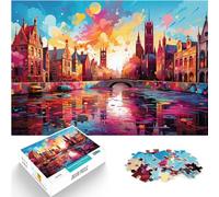 Jigsaw Puzzles for Gifts Colorful Bruges 1000 pc Jigsaw Wooden Jigsaw Puzzles learning educational jigsaw puzzle Family Games Christmas Birthday Gifts (50x75cm)
