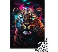 Jigsaw Puzzles for Teenager 1000 Piece Artistic Glowing Leopard Jigsaw Puzzles for Adults Educational Game Challenge Toy 1000 Pieces Wooden Puzzles for Adults 1000pcs (75x50cm)