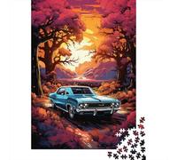 Jigsaw Puzzles for Teenager 500 Piece Colorful Psychedelia of Pink Classic Cars Jigsaw Puzzles for Adults Educational Game Challenge Toy 500 Pieces Wooden Puzzles for Adults 500pcs (52x38cm)