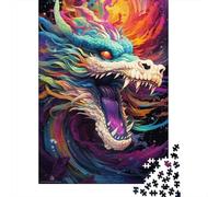 Jigsaw Puzzles for Teenager 500 Piece Colorful Psychedelic Retro Dragon Jigsaw Puzzles for Adults Educational Game Challenge Toy 500 Pieces Wooden Puzzles for Adults 500pcs (52x38cm)