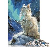 Jigsaw Puzzles for Teenager 500 Piece Cute White Cat Vintage Jigsaw Puzzles for Adults Educational Game Challenge Toy 500 Pieces Wooden Puzzles for Adults 500pcs (52x38cm)