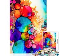 Jigsaw Puzzles for Teenagers 1000 Abstract Colorful Circles DIY Toys Great Gift for Games Brain Teaser Game Help The Brain Exercise Size 38x52cm