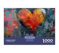 Jigsaw Puzzles for Teenagers 1000 Abstract Graffiti Heart Painting Jigsaw Fun Games Perfect Decoration Deal As Gifts for The Whole Family 38x26cm/1000pcs