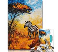 Jigsaw Puzzles for Teenagers 1000 African Zebra Oil Painting 1000 Piece Jigsaw,Family Activity Fun at Home Activities, Birthday Present,Travel Gifts (size 75x50cm)