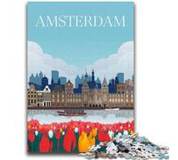 Jigsaw Puzzles for Teenagers 1000 Amsterdam 1000 Piece Puzzle,Stress Reliever Staycation Kill Time Wishlist with Santa Claus (26x38cm)