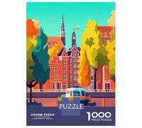 Jigsaw Puzzles for Teenagers 1000 Amsterdam Canal Boat Ride Jigsaw for Adults Family Games Pattern Assembly Help The Brain Exercise 70x50cm/1000pcs