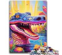 Jigsaw Puzzles for Teenagers 1000 Animal Nile Crocodiles 1000 Pieces for Adults,Family Entertainment Toys with Matching Poster And Trivia Sheet (26x38cm)