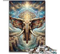 Jigsaw Puzzles for Teenagers 1000 Animal Psychedelic Elephant, Elephant Toy Intellectual Game Birthday Present, Gifts, Wall Art for Ages 14+ (Size 26x38cm)