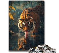 Jigsaw Puzzles for Teenagers 1000 Animal Tiger 1000 Pieces for Adults,Family Entertainment Toys with Matching Poster And Trivia Sheet (26x38cm)