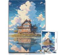 Jigsaw Puzzles for Teenagers 1000 Anime Lake House Dawn Enjoyable Quiet Leisure Activity Premium Accurate Edge Craft Toy Size 38x26cm