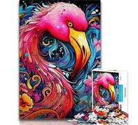 Jigsaw Puzzles for Teenagers 1000 Art Psychedelic Flamingo Adult Jigsaw,Challenging Family Activity Games DIY Toy for Home Wall Decor Gifts (size 38x26cm)