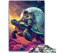 Jigsaw Puzzles for Teenagers 1000 Astronaut Riding A Turtle 1000 Pieces for Teenagers,Interesting Stress Reduction Parent-child Interaction (50x75cm)