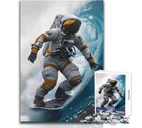 Jigsaw Puzzles for Teenagers 1000 Astronaut Surfing A Wave Enjoyable Quiet Leisure Activity Premium Accurate Edge Craft Toy Size 38x26cm
