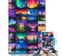Jigsaw Puzzles for Teenagers 1000 Aurora Collage,Educational Games Home Decoration Educational Game for Birthday,Chrismas 38x26cm