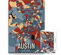Jigsaw Puzzles for Teenagers 1000 Austin Earthtone City Map Challenging Game Toys Analysis And Logic Secret Santa Gifts Size 38x26cm