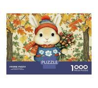 Jigsaw Puzzles for Teenagers 1000 Autumn Bunny with Berries Puzzle for Adults Toy Wall Decor Stress Reliever Help The Brain Exercise 38x26cm/1000pcs