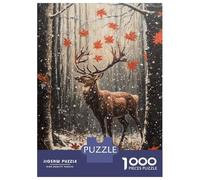 Jigsaw Puzzles for Teenagers 1000 Autumn Snowfall Majestic Deer Puzzles for Adults DIY Toys Birthday Present Deal As Gifts for The Whole Family 38x26cm/1000pcs