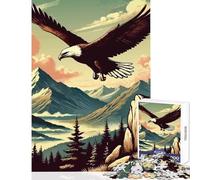 Jigsaw Puzzles for Teenagers 1000 Bald Eagle Flying Over Mountains Puzzle For Teenagers Hand Speed Race Every Piece Is Unique - Birthday And Unique Gifts (38x26cm)