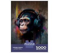 Jigsaw Puzzles for Teenagers 1000 Banksy Monkey Headphones Adult Puzzles Hands-on Game Pattern Assembly Deal As Gifts for The Whole Family 70x50cm/1000pcs