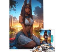 Jigsaw Puzzles for Teenagers 1000 Bastet Egyptian Goddess Gaming Practical Game Toy Intellectual Game Birthday Gifts Presents for Women (Size 38x52cm)