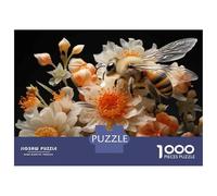 Jigsaw Puzzles for Teenagers 1000 Bee on Orange Flowers Adult Puzzles Brain Teaser Game Perfect Decoration Deal As Gifts for The Whole Family 38x26cm/1000pcs