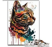 Jigsaw Puzzles for Teenagers 1000 Bengal Cat Pop Art Animal, Train Your Brain And Hands Unique Birthday And Gifts for Age 14+ (Size 26x38cm)