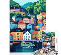 Jigsaw Puzzles for Teenagers 1000 Bergen, Norway Cityscape 1000 Jigsaw Puzzle Hands-on Game Great Gifts And Toys Precision Cutting (50x75cm)