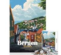 Jigsaw Puzzles for Teenagers 1000 Bergen, Norway Cityscape 1000 Piece Jigsaw Impossible Game Great Gifts And Toys Stress Reliever (50x75cm)