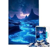 Jigsaw Puzzles for Teenagers 1000 Bioluminescent River in A Starry Night Challenging To Complete A Work of Art Anti-Stress Toys Suitable for Ages 14 And Up (38x52cm)