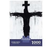 Jigsaw Puzzles for Teenagers 1000 Black And White Crucifixion Puzzles for Adults Hands-on Game Stress Reliever Help The Brain Exercise 38x26cm/1000pcs