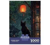 Jigsaw Puzzles for Teenagers 1000 Black Cat in Rainy Japanese Garden Puzzle for Adults Brain Teaser Game Analysis And Logic Stress Reduction Gifts 70x50cm/1000pcs
