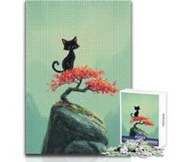 Jigsaw Puzzles for Teenagers 1000 Black Cat on Autumn Tree Enjoyable Quiet Leisure Activity Premium Accurate Edge Craft Toy Size 38x26cm